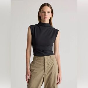NWT Quince Stretch Cotton Jersey Sleeveless Mock Neck Top